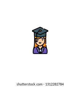 Education icon, flat design line art thin style, International Women's Day signs and symbols, Feminismin fographics . Colorful icon on a white background, Vector illustration