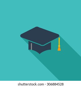 Education icon. Flat vector related icon with long shadow for web and mobile applications. It can be used as - logo, pictogram, icon, infographic element. Vector Illustration.