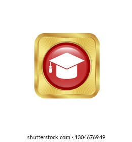 education icon and glossy gold button