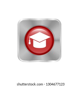 education icon and glossy silver button