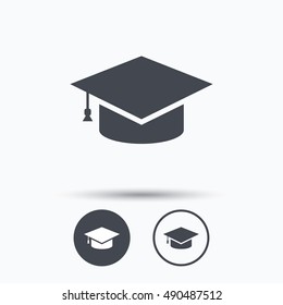 Education icon. Graduation cap sign.