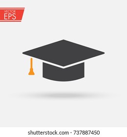 Education icon. Graduation cap symbol. Symbol of science and education. Sign of education and university. Illustration of the graduate of the academy.