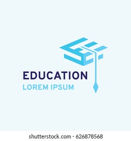 Education icon, graduation cap. Vector illustration