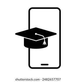 Education icon. Graduation icon. Smartphones and graduation cap.