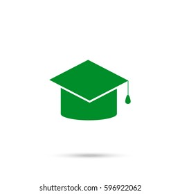 Education icon. Green icon and gray shadow 