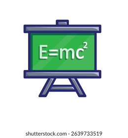 education icon. Interactive whiteboard. Digital board with physics symbols. smart, learning, clever. isometric design style