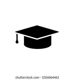 Education icon Isolated on white background. Graduation cap simbol in flat style. Simple abstract place icon in black. Vector illustration for graphic design, logo, Web, UI, mobile upp