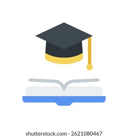 Education Icon for Learning and Academic Themes – Graduation vector, knowledge symbol, student school concept. Flat Icon