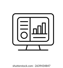 education icon. Learning Management System. Dashboard with side menu and progress chart. smart, learning, clever. Outline design style
