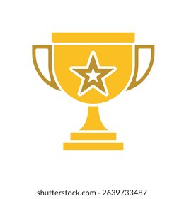 education icon. learning result or trophy. gold trophy with star in the middle. smart, learning, clever. Flat design style
