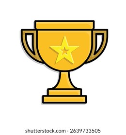 education icon. learning result or trophy. gold trophy with star in the middle. smart, learning, clever. isometric design style