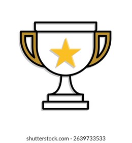 education icon. learning result or trophy. gold trophy with star in the middle. smart, learning, clever. Mixed design style