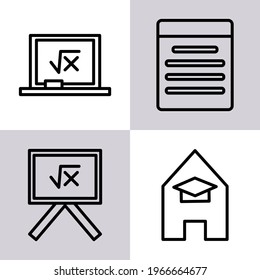 education icon, lesson icon, math icon, line icon style, great for learning applications, and online learning activities