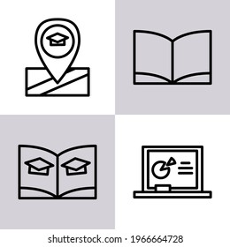 education icon, lesson icon, note icon, line icon style, great for learning applications, and online learning activities