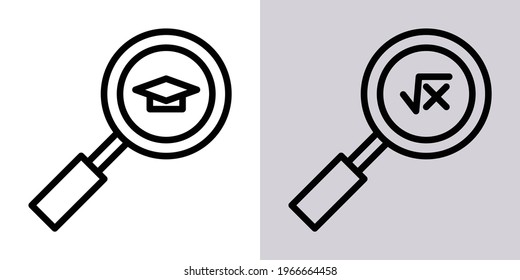 education icon, lesson icon, research icon, line icon style, great for learning applications, and online learning activities