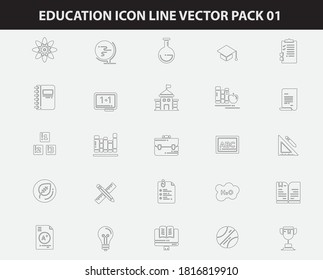 PAQUETE DE VECTOR DE LÍNEA DE ICONOS DE EDUCACIÓN 01