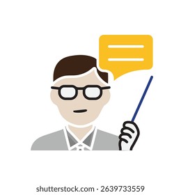education icon. Live Chat with Tutors. Dialogue bubble with teacher avatar. smart, learning, clever. Flat design style
