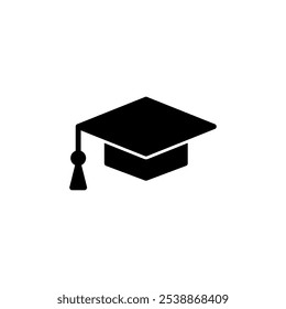 Design de logotipo de ícone educacional. Sinal e símbolo de boné de graduação. Pós-graduação. Boné dos alunos