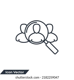 ilustración vectorial del icono de educación. Ampliador con plantilla de símbolo humano para colección de diseño gráfico y web