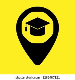 education icon and map pin. logo concept. Designed for your web site design, logo, app, UI