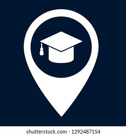 education icon and map pin. logo concept. Designed for your web site design, logo, app, UI