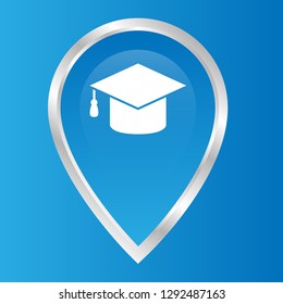 education icon and map pin. logo concept. Designed for your web site design, logo, app, UI