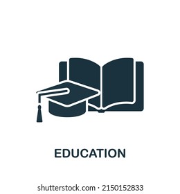 Education icon. Monochrome simple Brain Process icon for templates, web design and infographics
