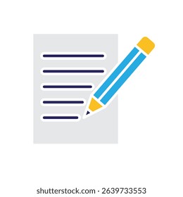 education icon. Notes and Highlighting Tools. notes with pencil. smart, learning, clever. Flat design style