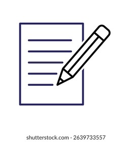 education icon. Notes and Highlighting Tools. notes with pencil. smart, learning, clever. Outline design style