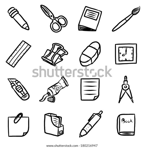 education icon or\
object set / cartoon vector and illustration, hand drawn style,\
isolated on white\
background.