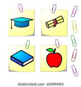 Education Icon on Paper Note and Clip