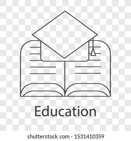 Education icon on transparency background. Creative idea design use for your project. Line vector illustration for template, web site, mobile app, presentation.
