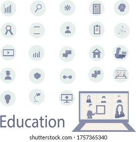 Bildungssymbol. Online-Bildung, Lernen. Web-Icon-Set.