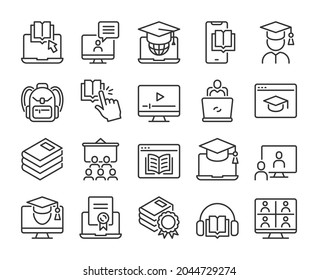 Education icon. Online Education line icons set. Editable Stroke.