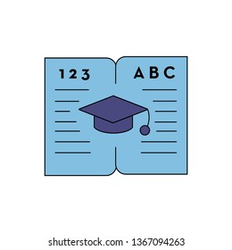 Education icon- open the book with education cap vector illustration