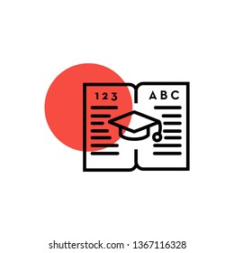 Education icon- open the book with education cap vector illustration