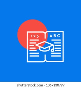 Education icon- open the book with education cap vector illustration