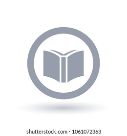 Education icon. Open book in circle symbol. Library sign. Vector illustration.