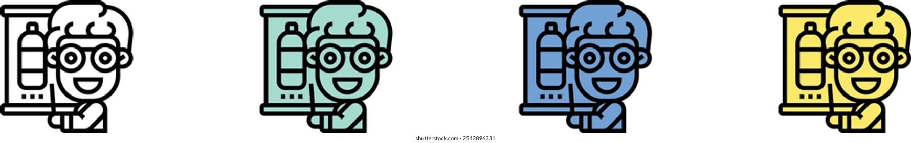 education icon. Outline, Green, Blue and Yellow Style Design Isolated On White Background