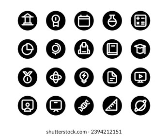 Education Icon Pack Circular Outline Style. School Equipment, Knowledge Icons Collection, Perfect for Websites, Landing Pages, Mobile Apps, and Presentations. Suitable for UI UX.