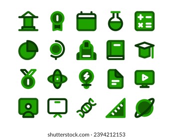 Estilo de esquema circular del paquete de iconos de educación. Equipo escolar, Colección de iconos de conocimiento, Perfecto para sitios web, páginas de aterrizaje, aplicaciones móviles y presentaciones. Adecuado para UI UX.