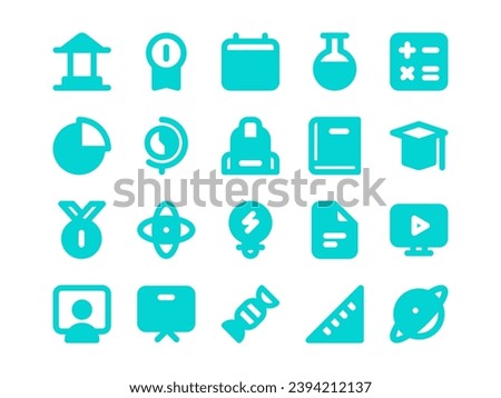 Education Icon Pack Filled Style. School Equipment, Knowledge Icons Collection, Perfect for Websites, Landing Pages, Mobile Apps, and Presentations. Suitable for UI UX.