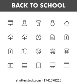 Bildungs-Icon-Pack isoliert auf weißem Hintergrund. für Ihre Website Design, Logo, App, Benutzeroberfläche. Vector Grafik Illustration und bearbeitbarer Strich. EPS 10.