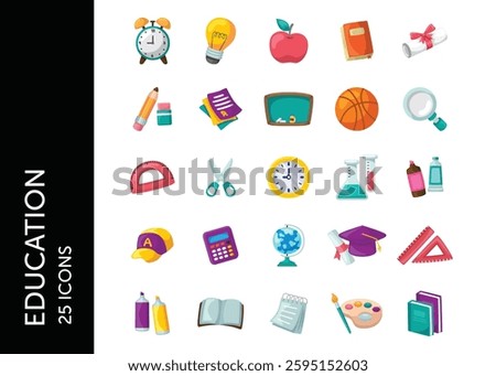 Education icon pack. Set icon design