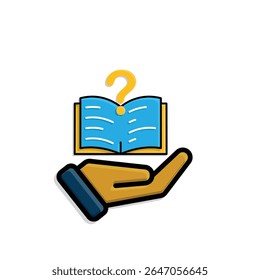 education icon. question or issue in hand. book or paper question mark. smart, learn, clever. isometric design style