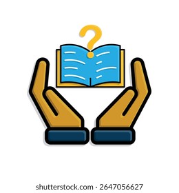 education icon. question or issue in two hand. book or paper question mark. smart, learn, clever. isometric design style