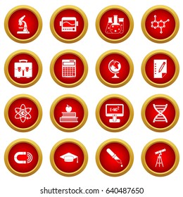Education icon red circle set isolated on white background