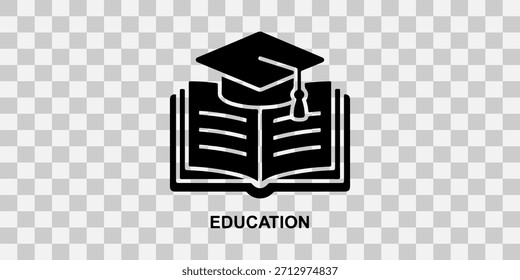 Icono de Educación que representa el aprendizaje y la graduación