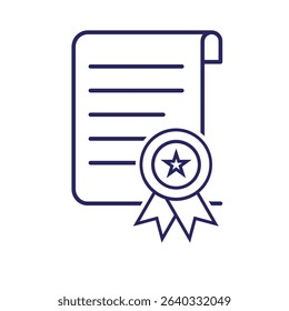education icon. scholarship. slightly rolled paper with award certificate or ribbon. smart, study, clever. Outline design style