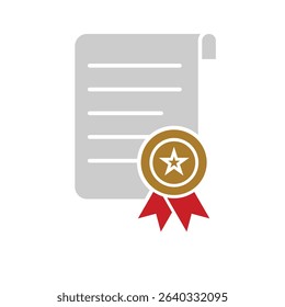 education icon. scholarship. slightly rolled paper with award certificate or ribbon. smart, study, clever. Flat design style